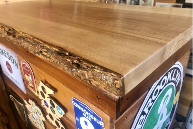 Solid Ash Bar Top with Live Edge Bar Top