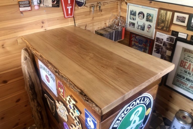 Solid Ash Bar Top with Live Edge Bar Top