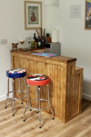 Solid Wood Home Bar with Teak Top Solid Wood Home Bar with Teak Top