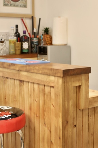 Solid Wood Home Bar with Teak Top Solid Wood Home Bar with Teak Top