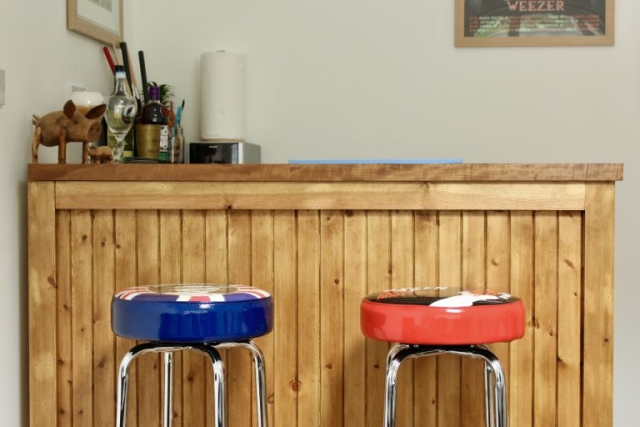 Solid Wood Home Bar with Teak Top Solid Wood Home Bar with Teak Top