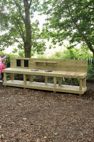 Children’s extra large outdoor wooden mud kitchen made from treated timber