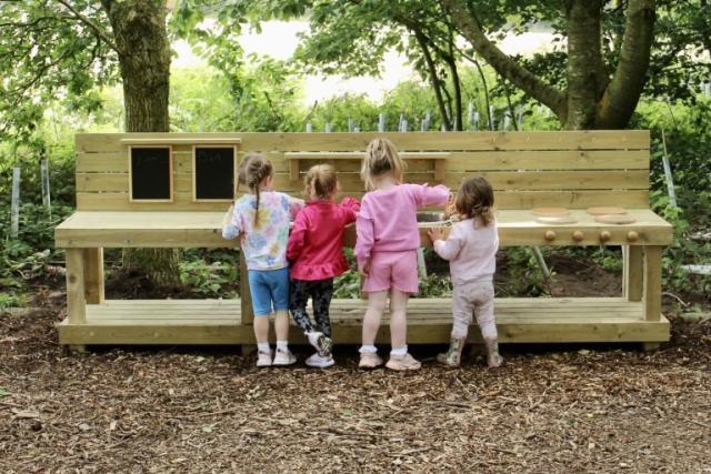 Children’s extra large outdoor wooden mud kitchen made from treated timber