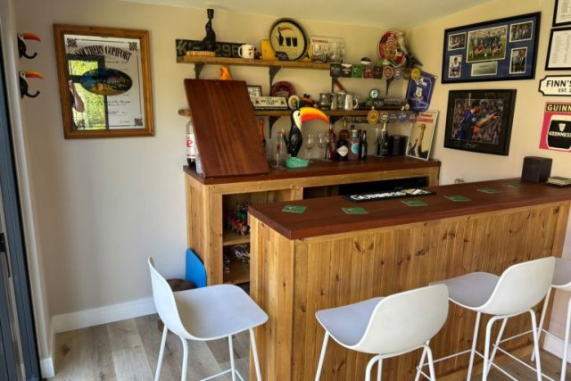 Solid Wood Home Bar with Sapele Top Solid Wood Home Bar with Sapele Top