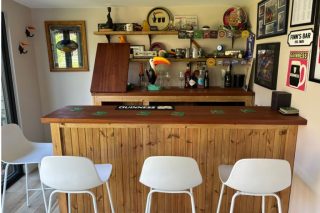 Solid Wood Home Bar with Sapele Top