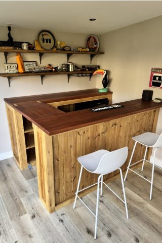 Solid Wood Home Bar with Sapele Top Solid Wood Home Bar with Sapele Top