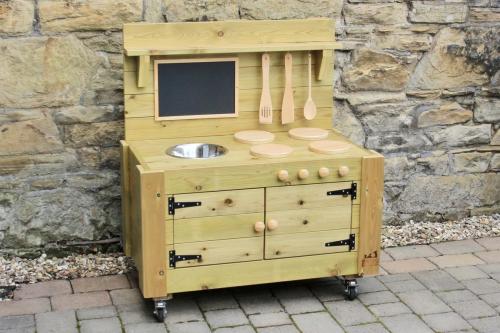 Solid Wood Children's Outdoor Mud Kitchen with Doors made from Treated Timber