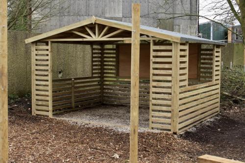 Log cabin, forest school, outdoor shelter, shed