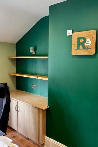 Live Edge Larch Office Alcove Shelves