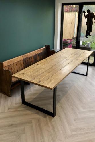 Scaffold Board Dining Table with Steel Industrial Box Section Legs