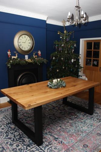 Solid Oak Dining Table with Live Edge and Osmo Finish